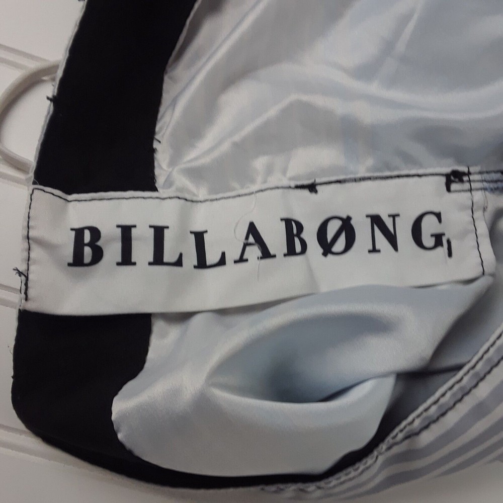 Billabong Shorts Mens 34 Striped Logo Gray Blue White Board Shorts - Picture 9 of 12
